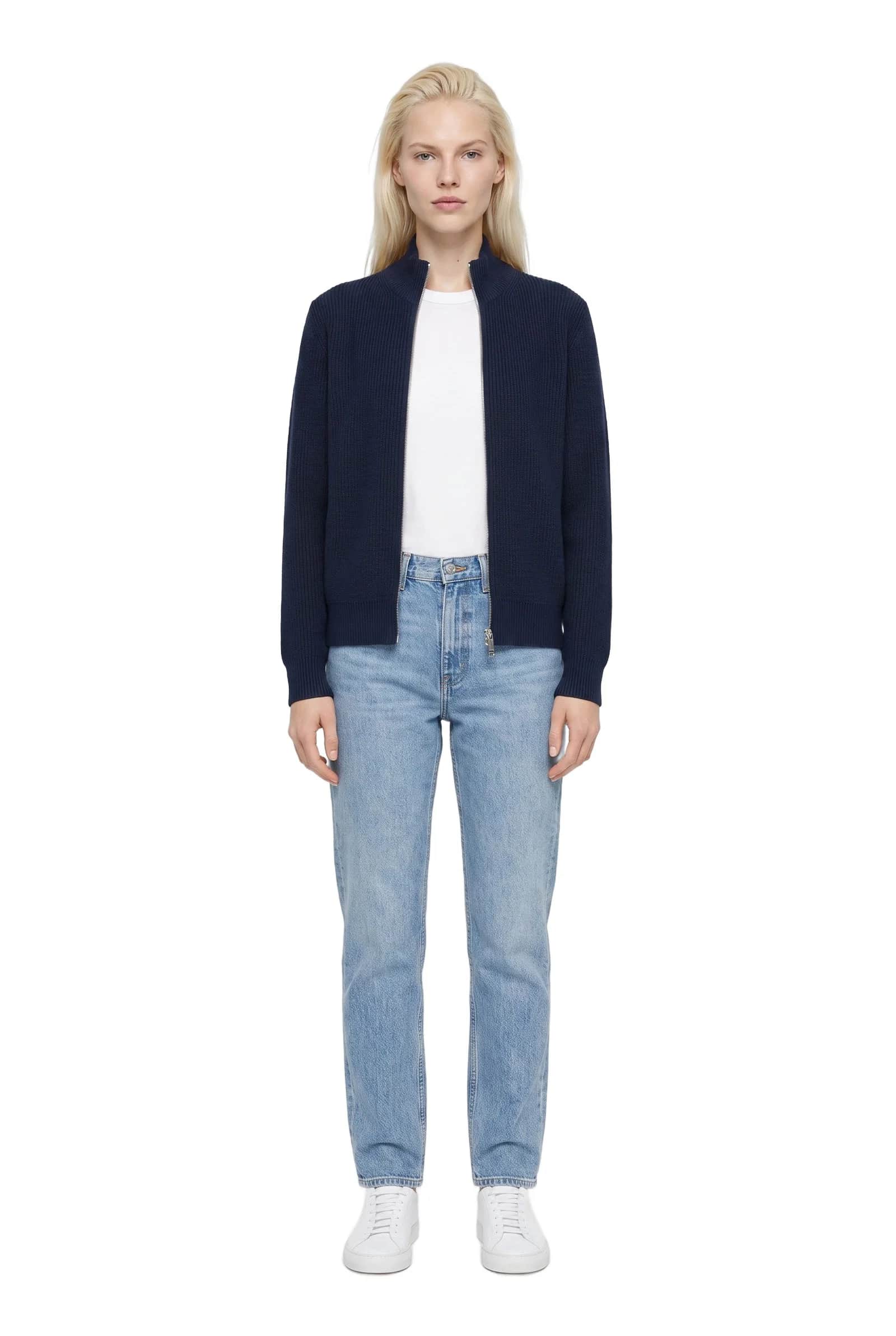 Navy Blue Ribbed Sweater