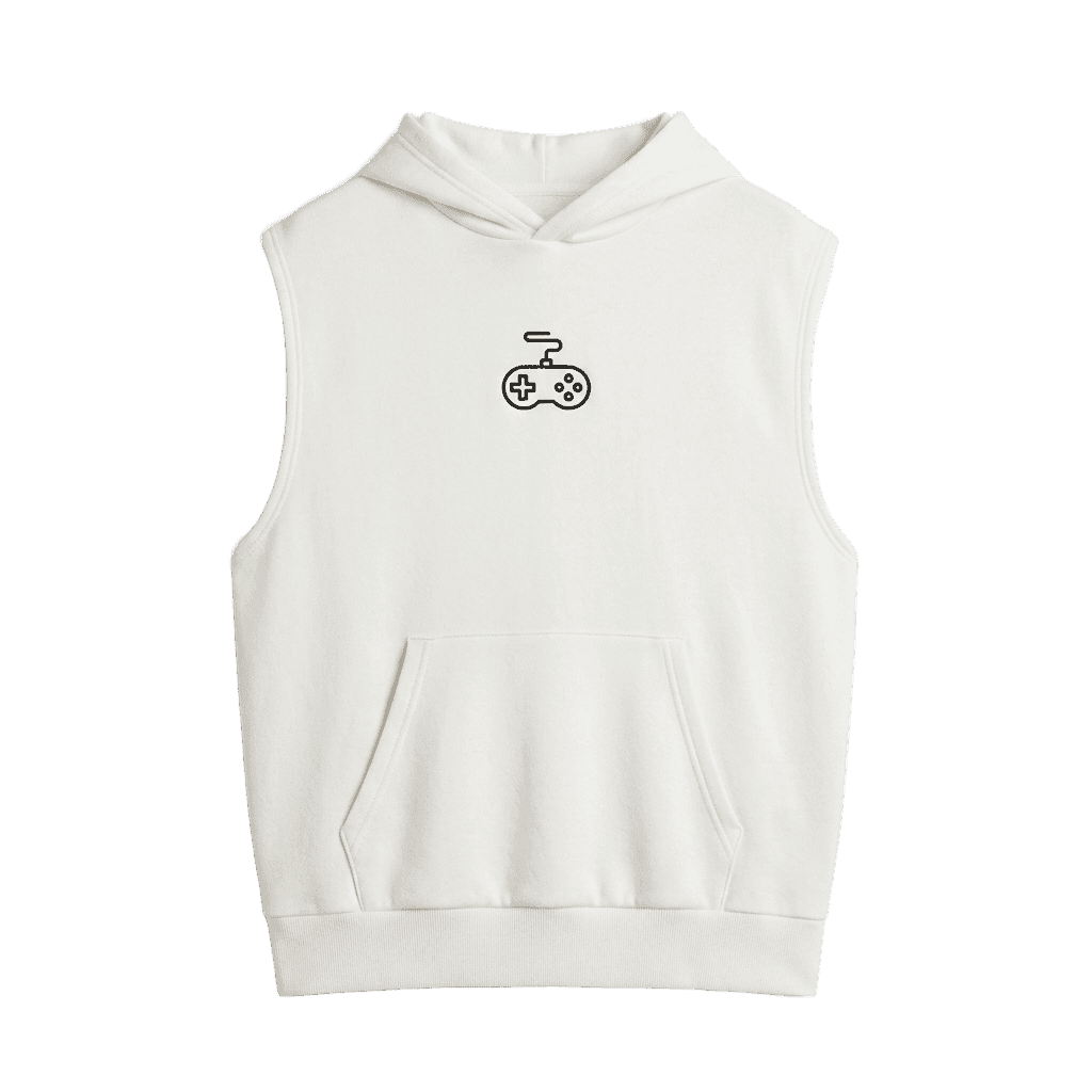 Minimalist White Sleeveless Hoodie