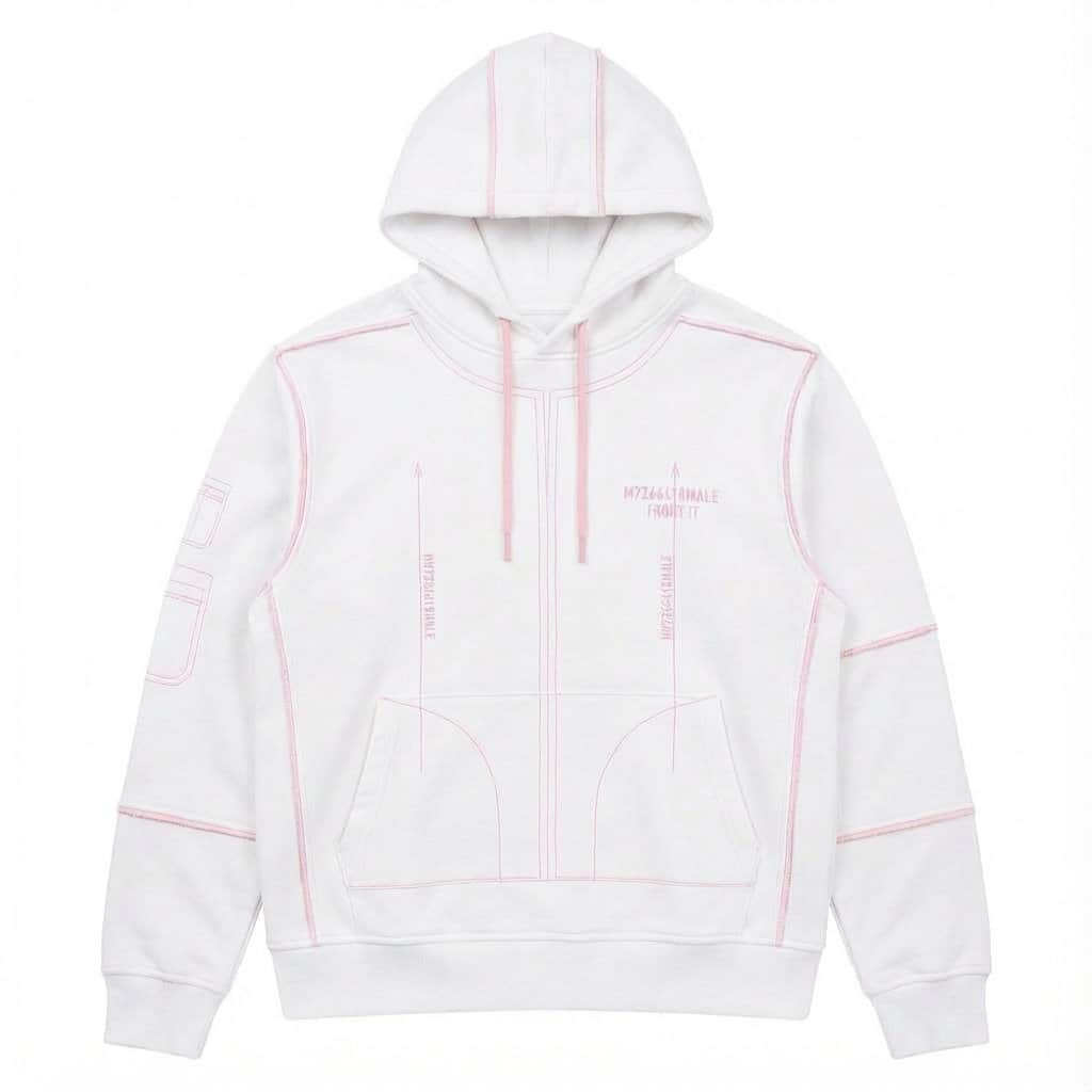 Technical Lines white Hoodie #casual
