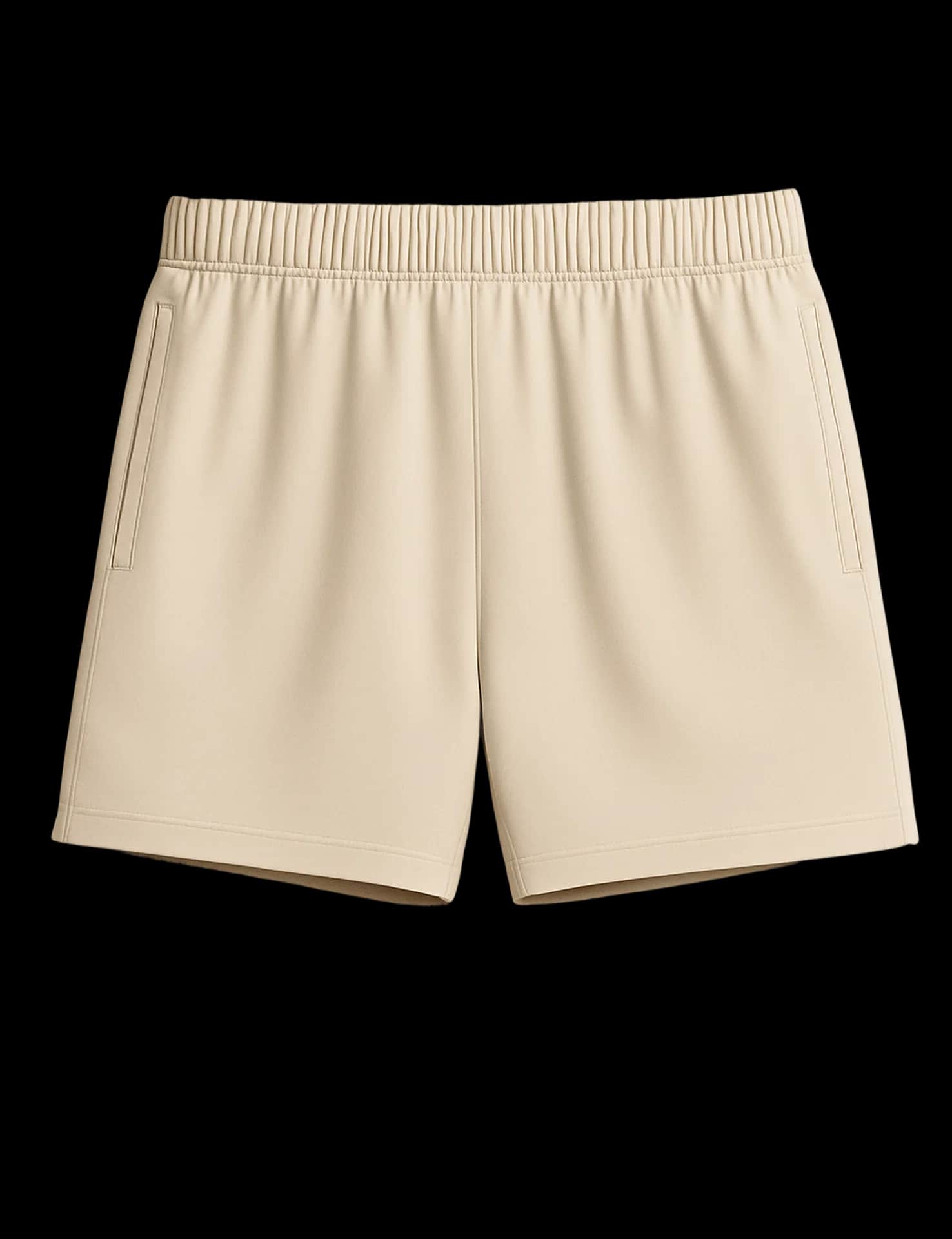 beige athletic sweat shorts
