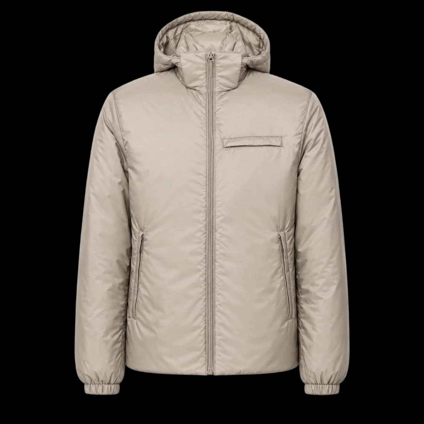 Beige Smooth-Shell Hooded Insulated Jacket