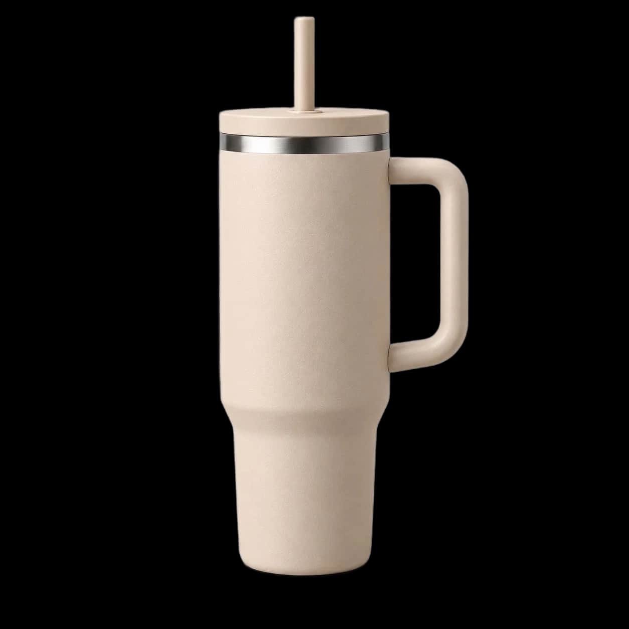 Beige Tumbler With Straw