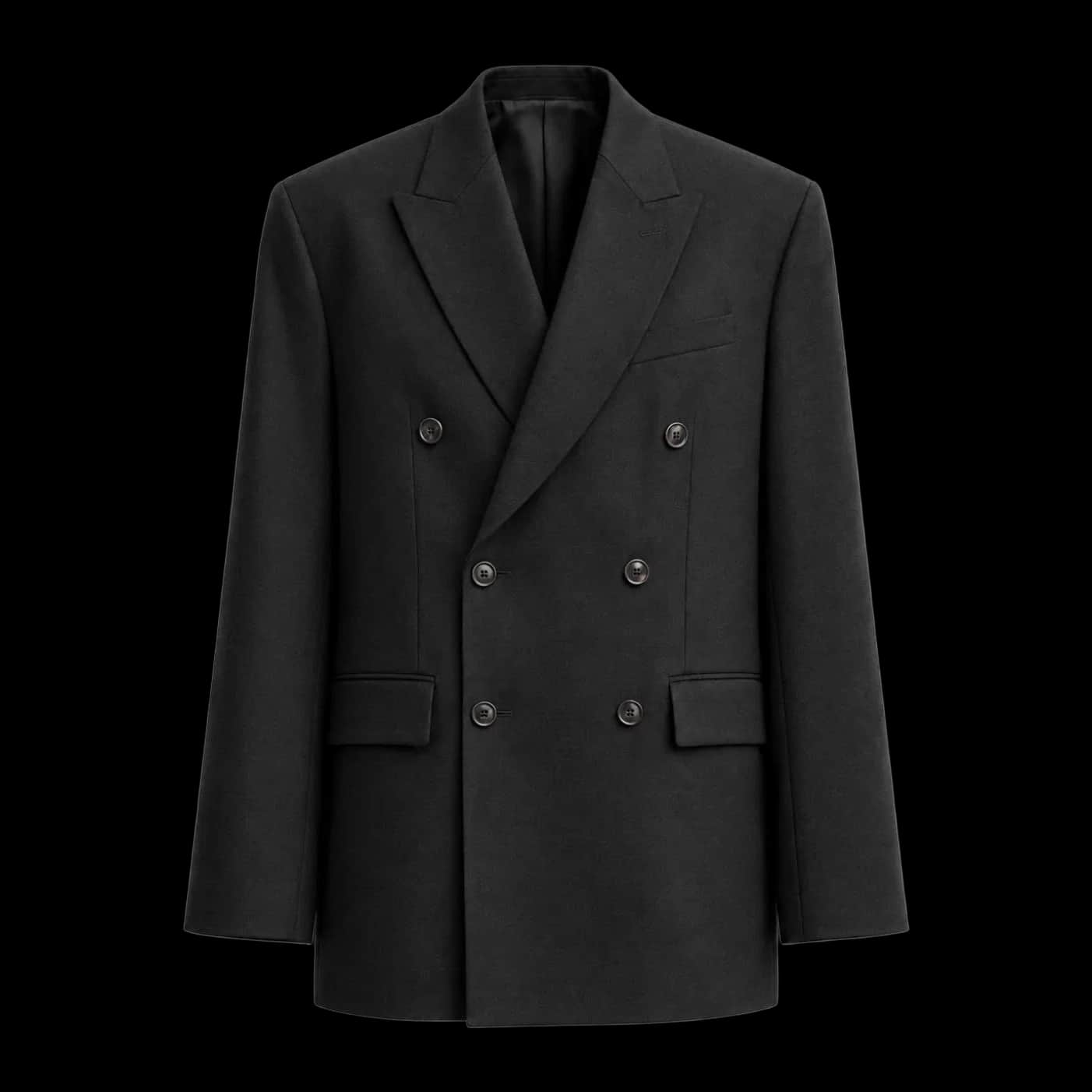 Black Double-Breasted Tailored Blazer
