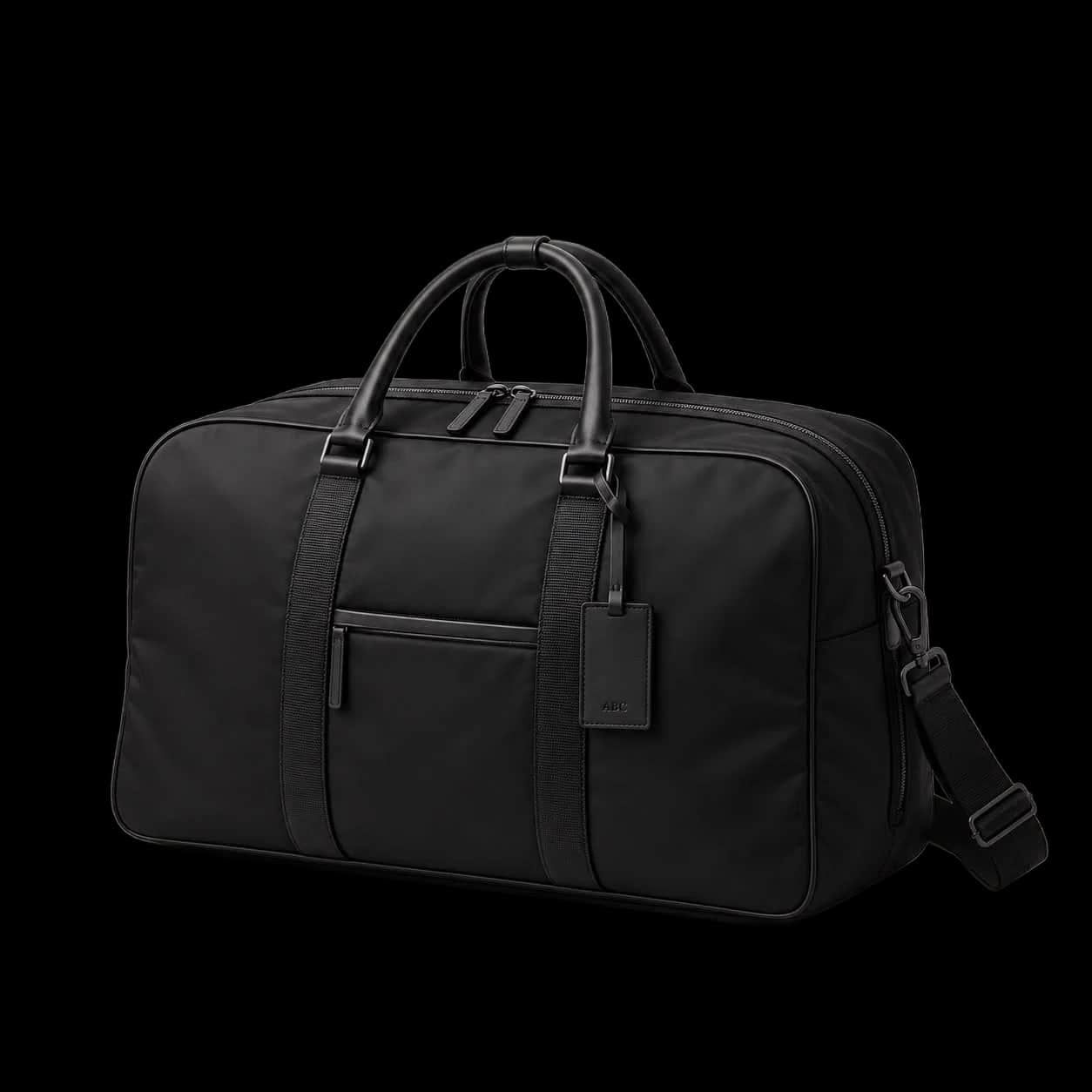 Black Duffle Bag With Front Pocket