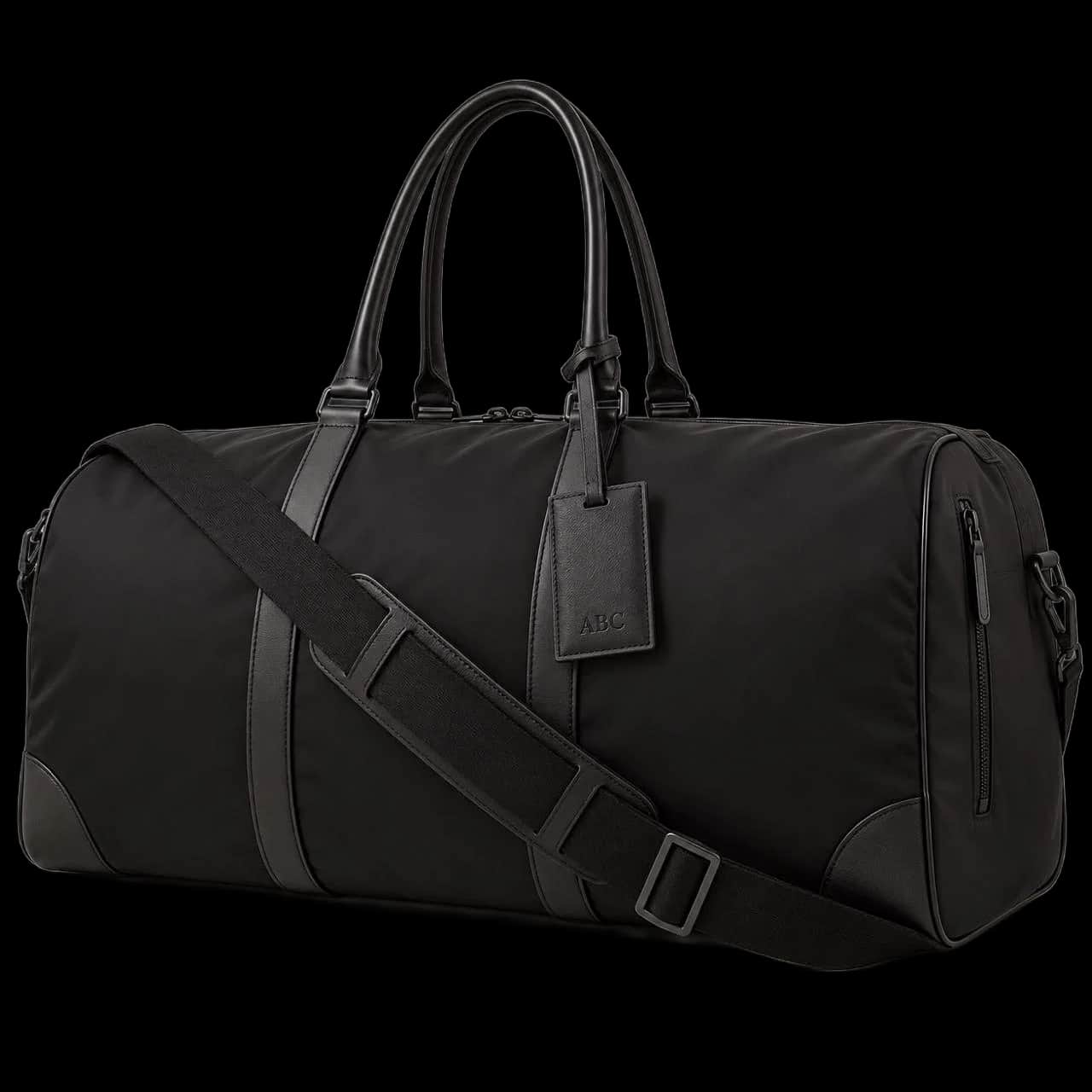 Black Duffle Bag With Leather Corners