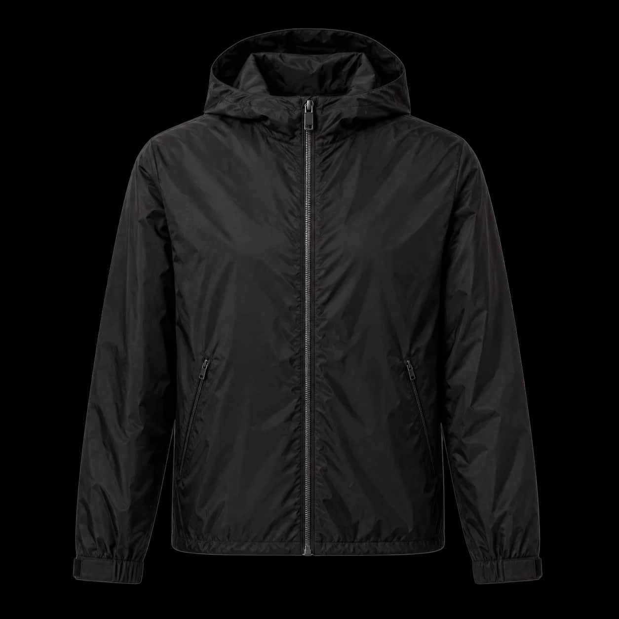 Black Minimal Hooded Shell
