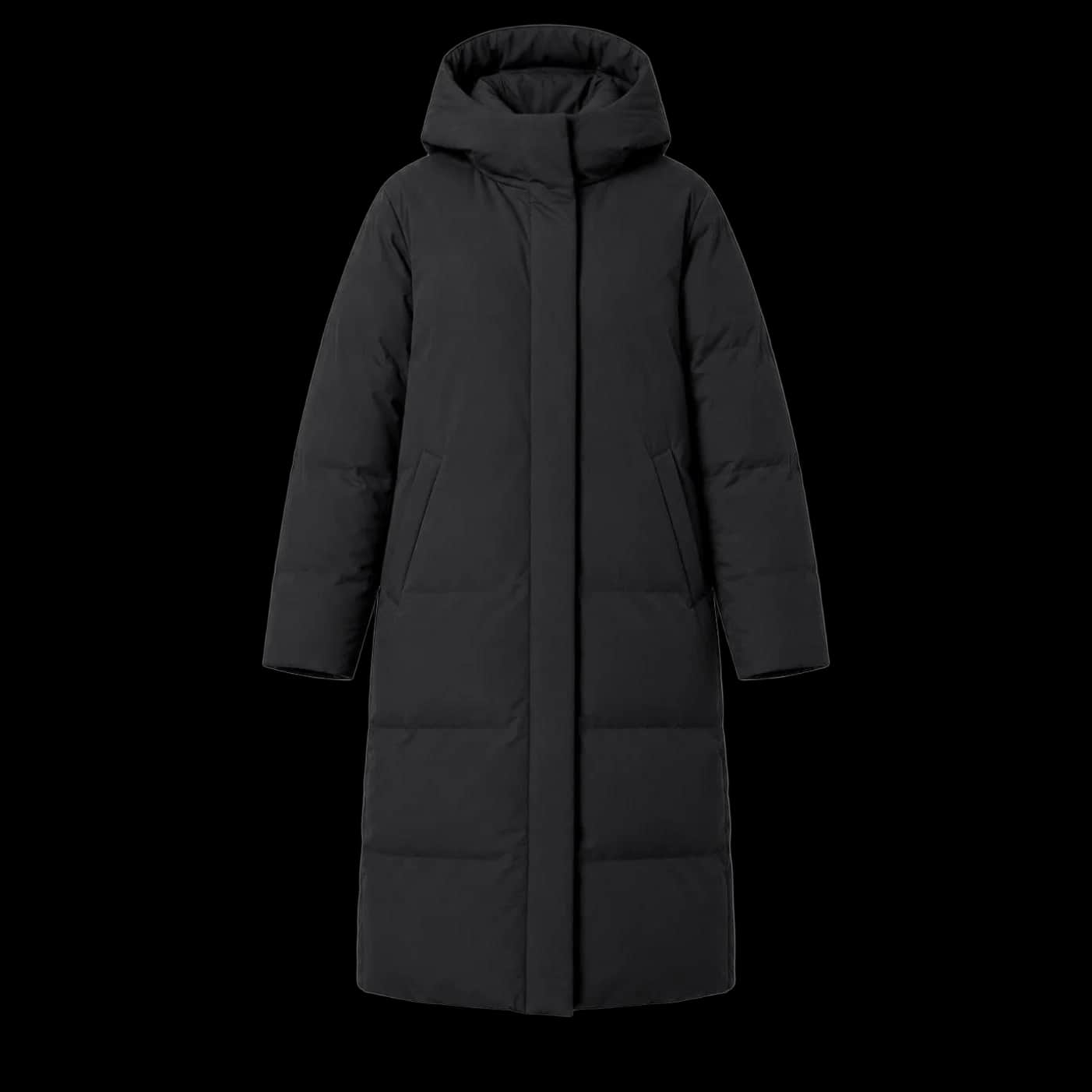 Black Seamless Hooded Winter Coat