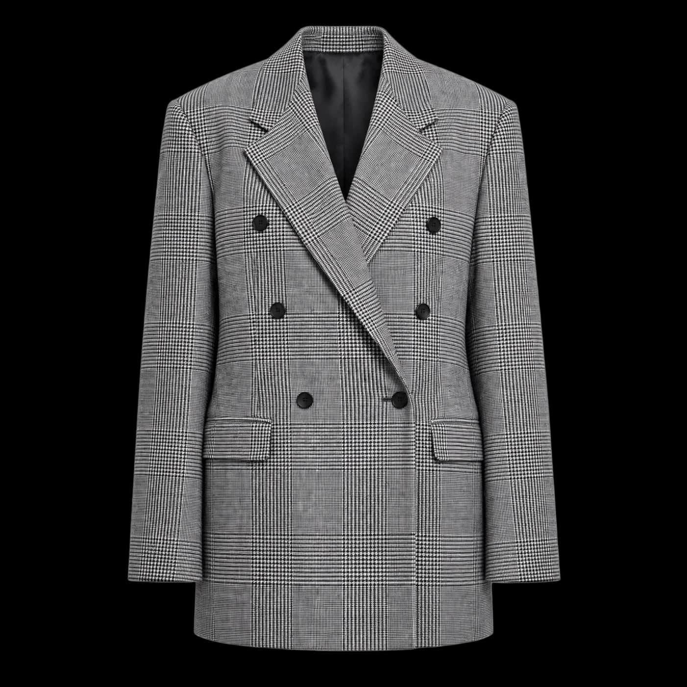 Black & White Oversized Double-Breasted Check Blazer