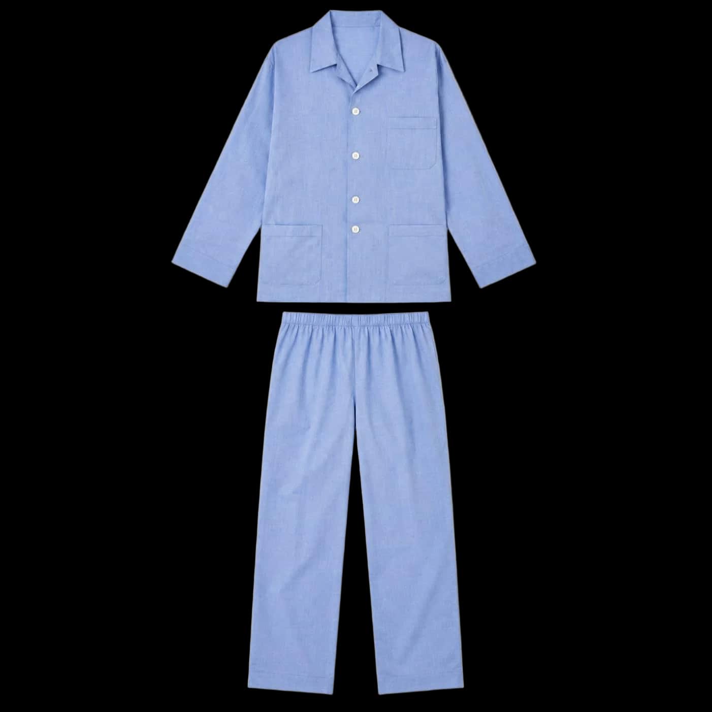 Blue Three-Pocket Long Pyjama Set