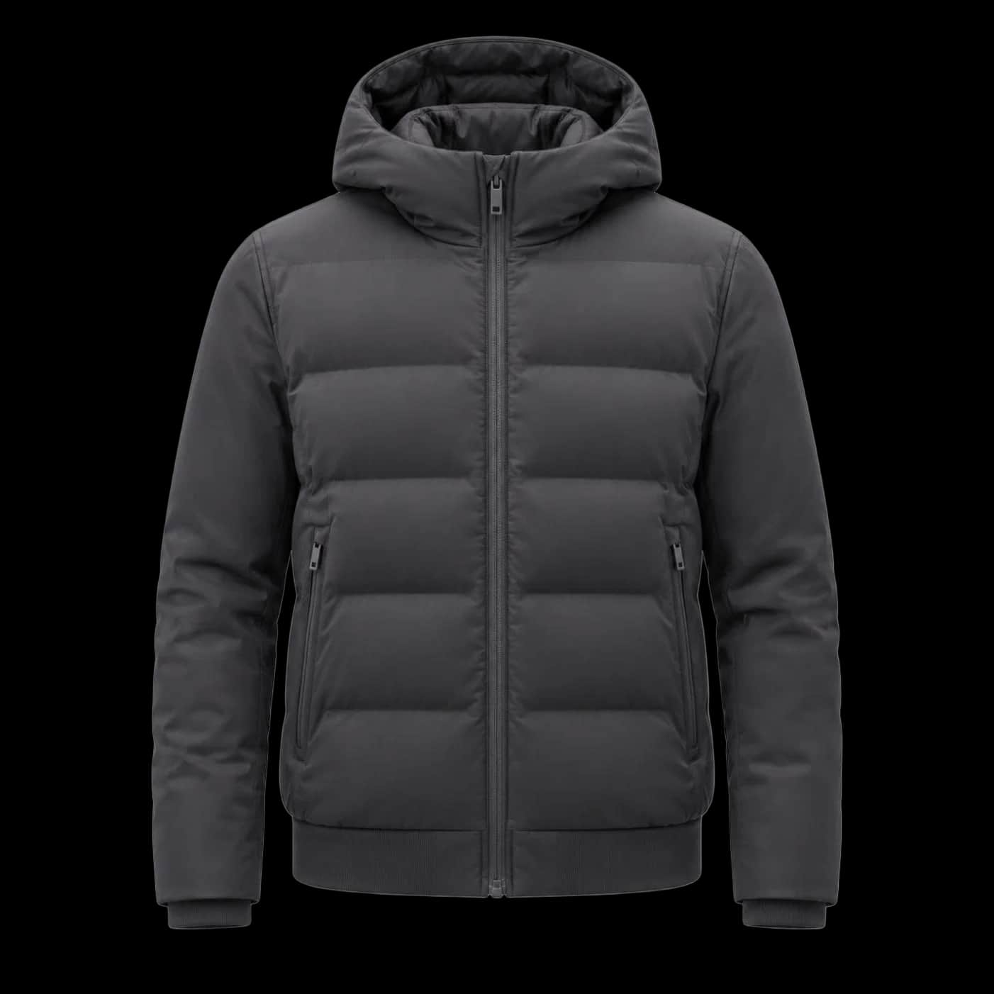 Charcoal Hooded Hybrid Puffer