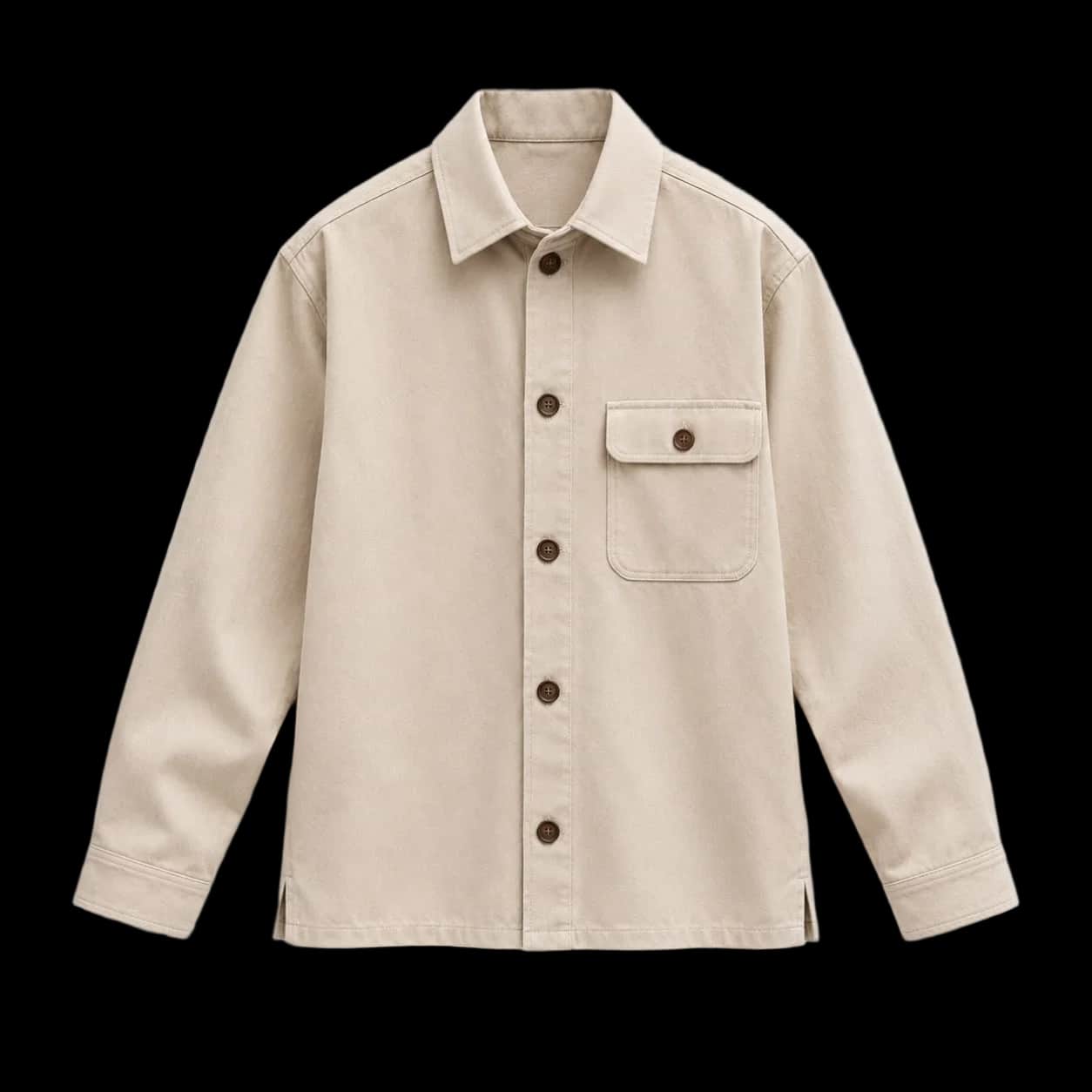 Ecru Single-Pocket Overshirt