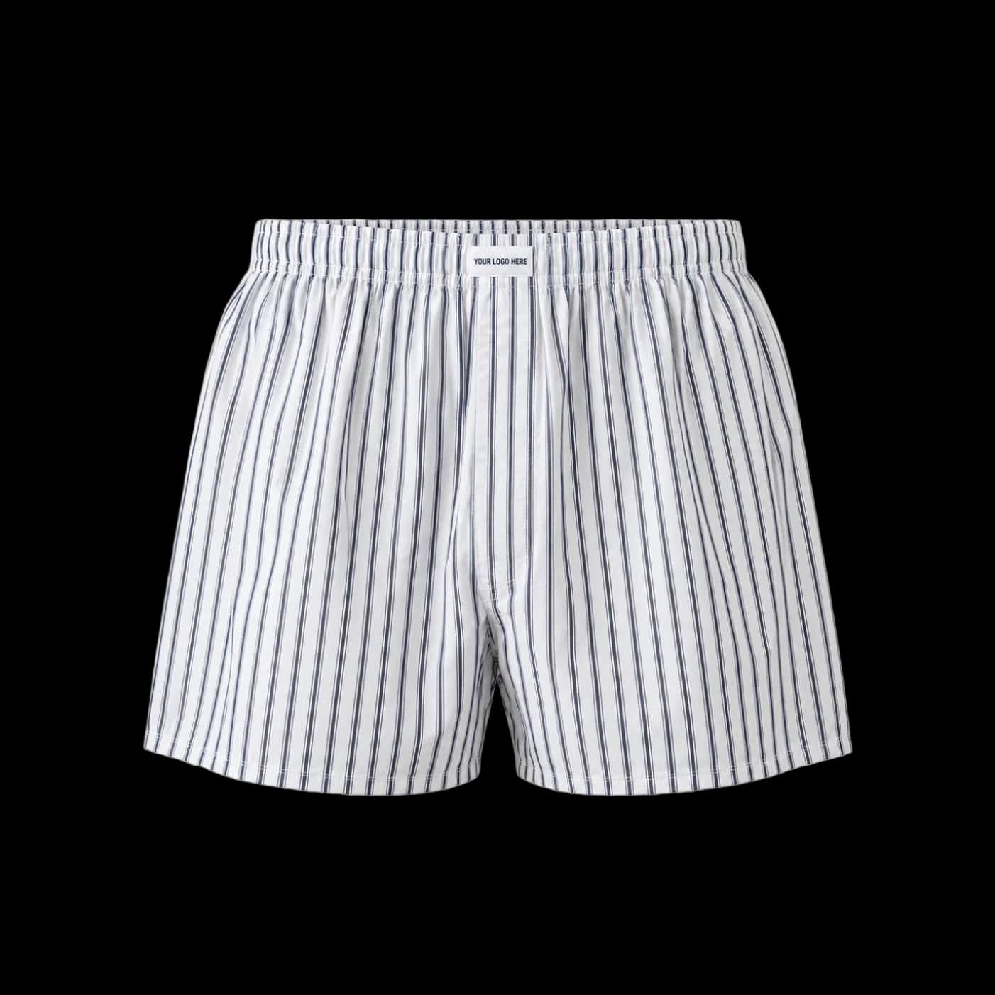 Grey Striped Woven Boxer Shorts