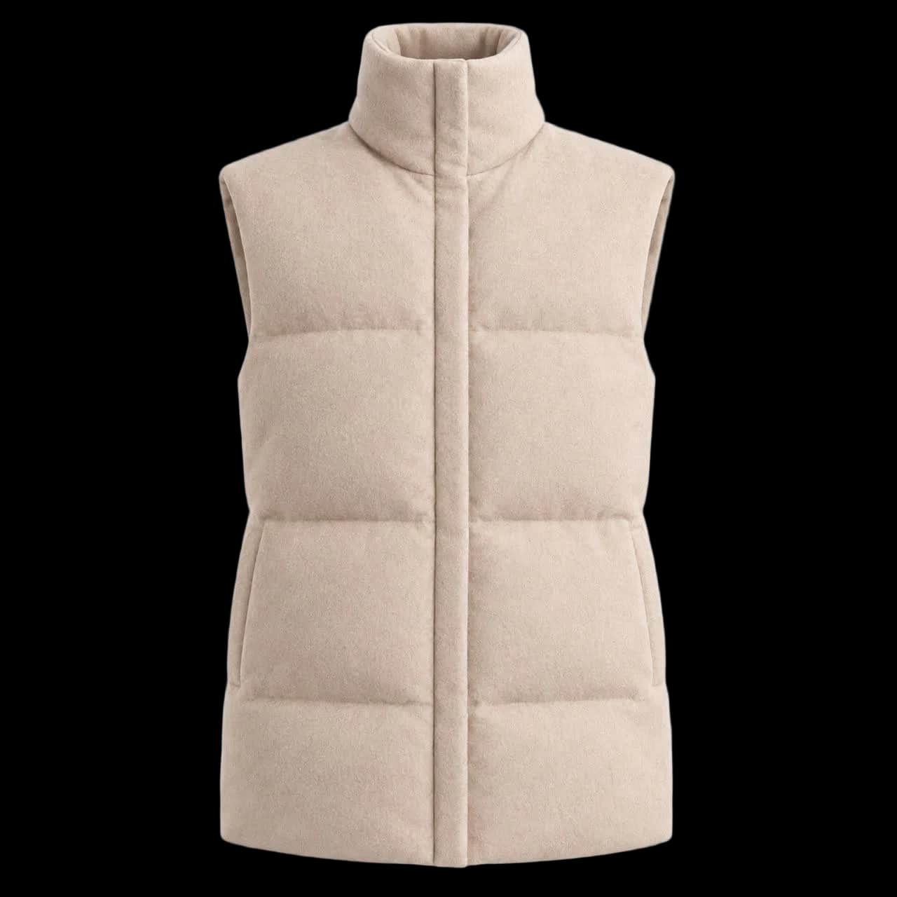 Light Beige Padded Wool Vest