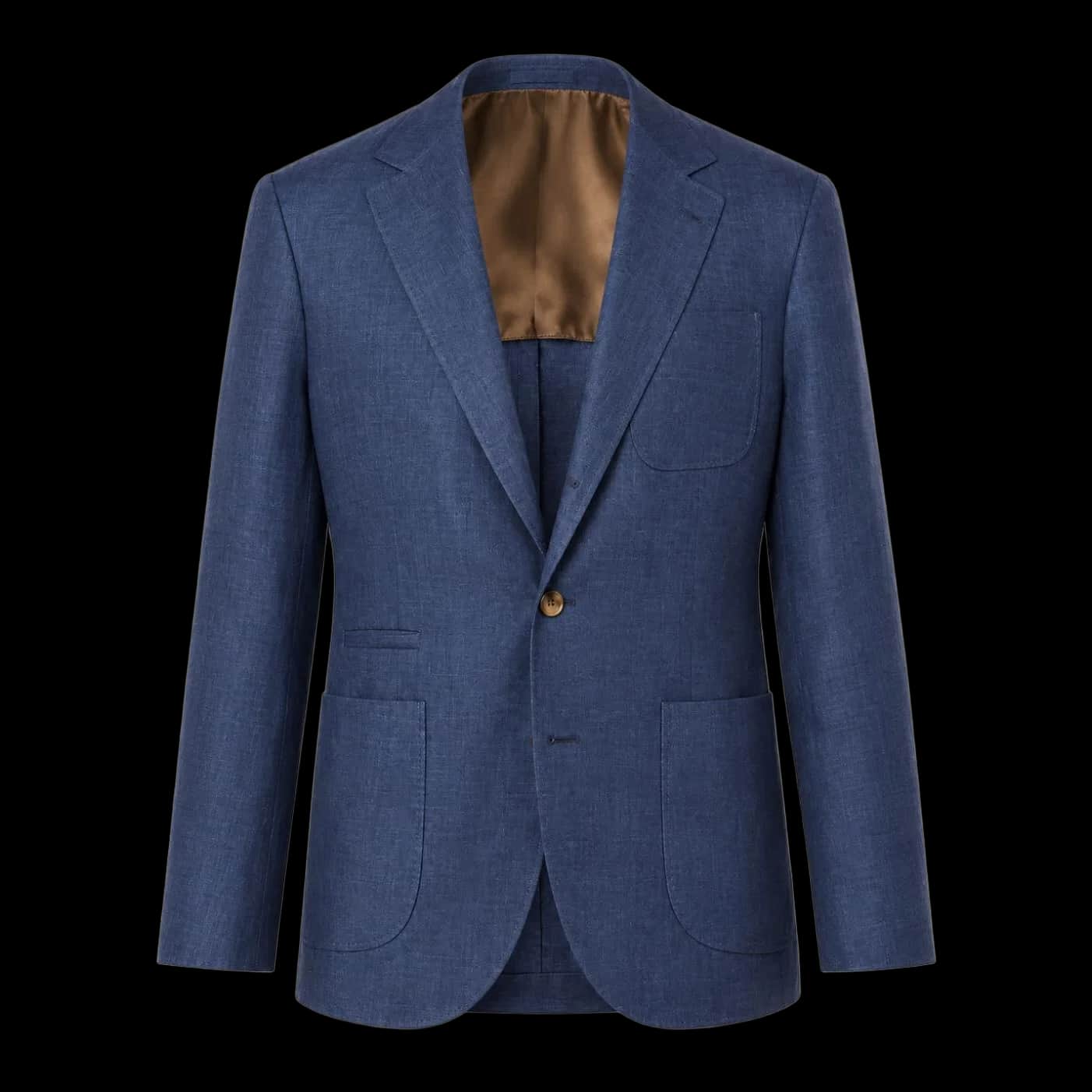 Mid Blue Textured Patch-Pocket Blazer