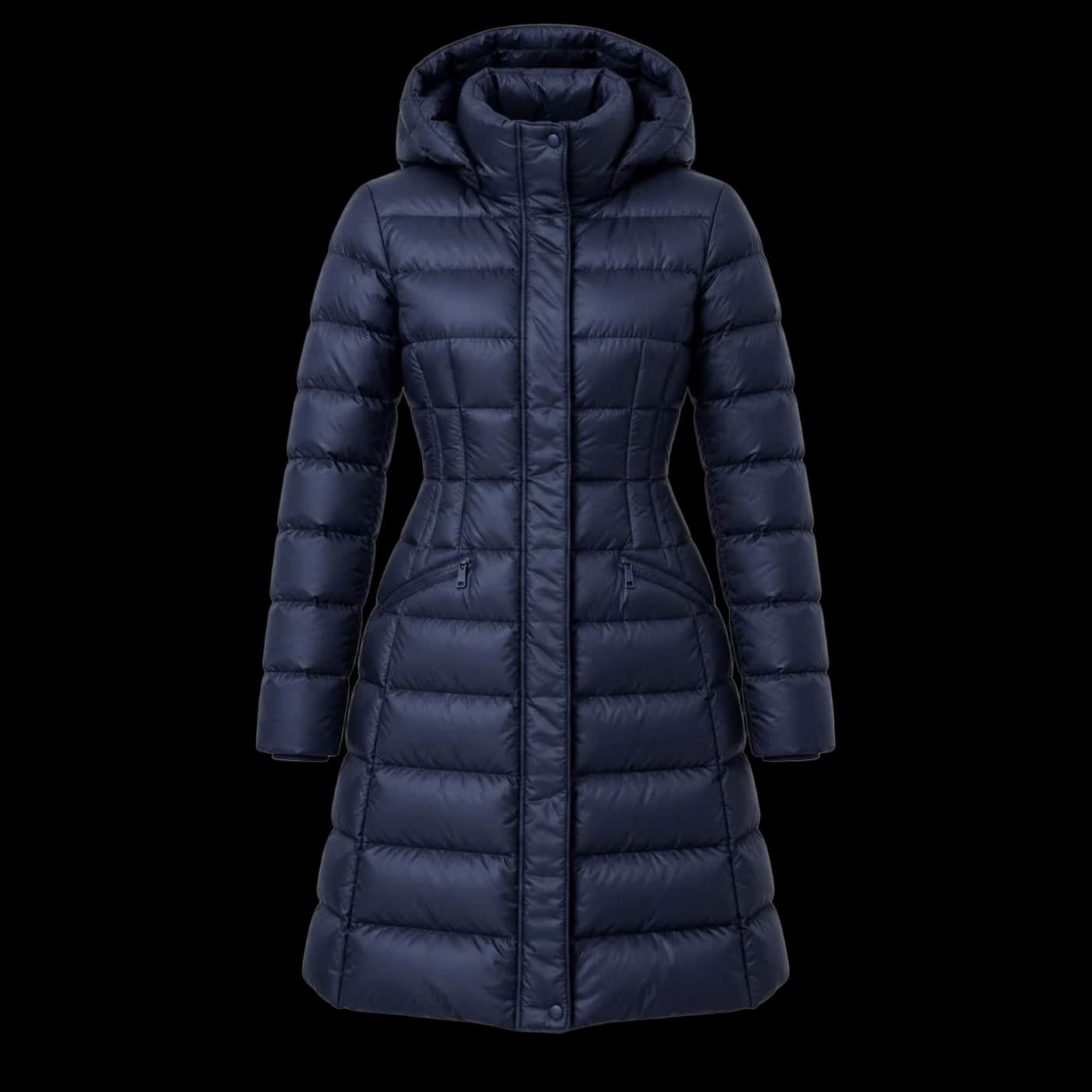 Midnight Navy Fitted Quilted Coat