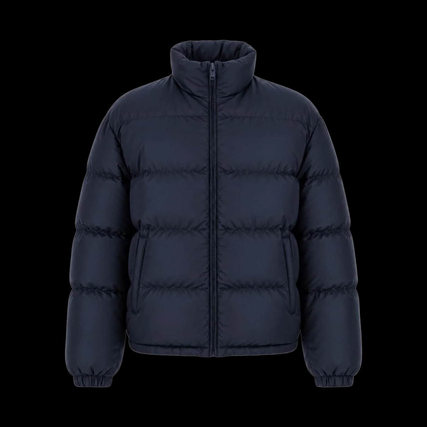 Navy Boxy Stand-Collar Puffer
