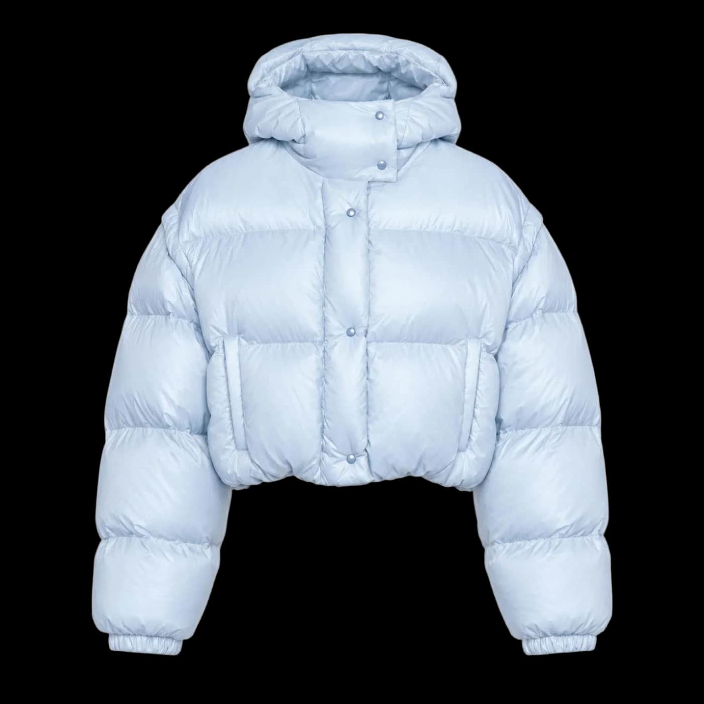 Powder Blue Cropped Cocoon Puffer