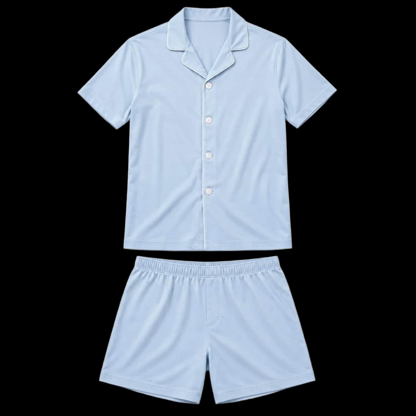 Powder Blue Piped Short Pyjama Set