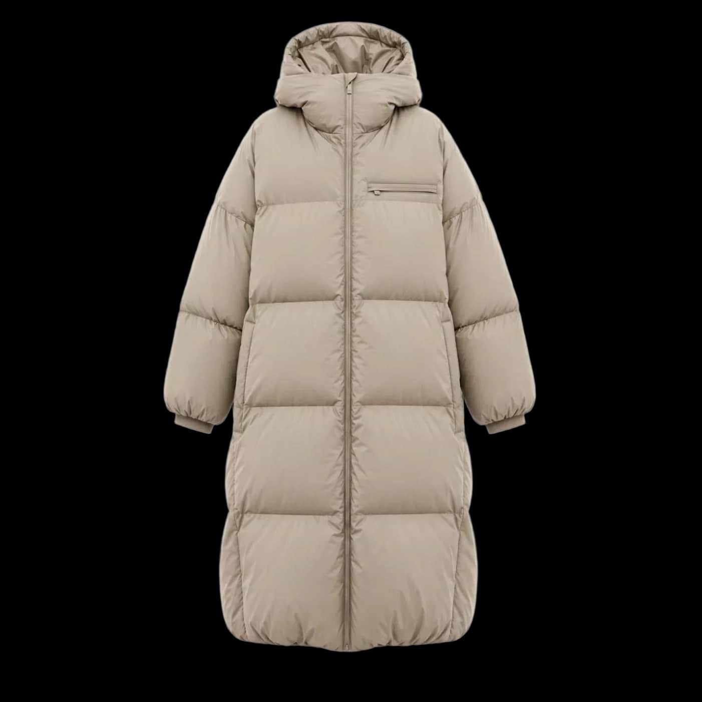 Sand Beige Long Hooded Winter Coat