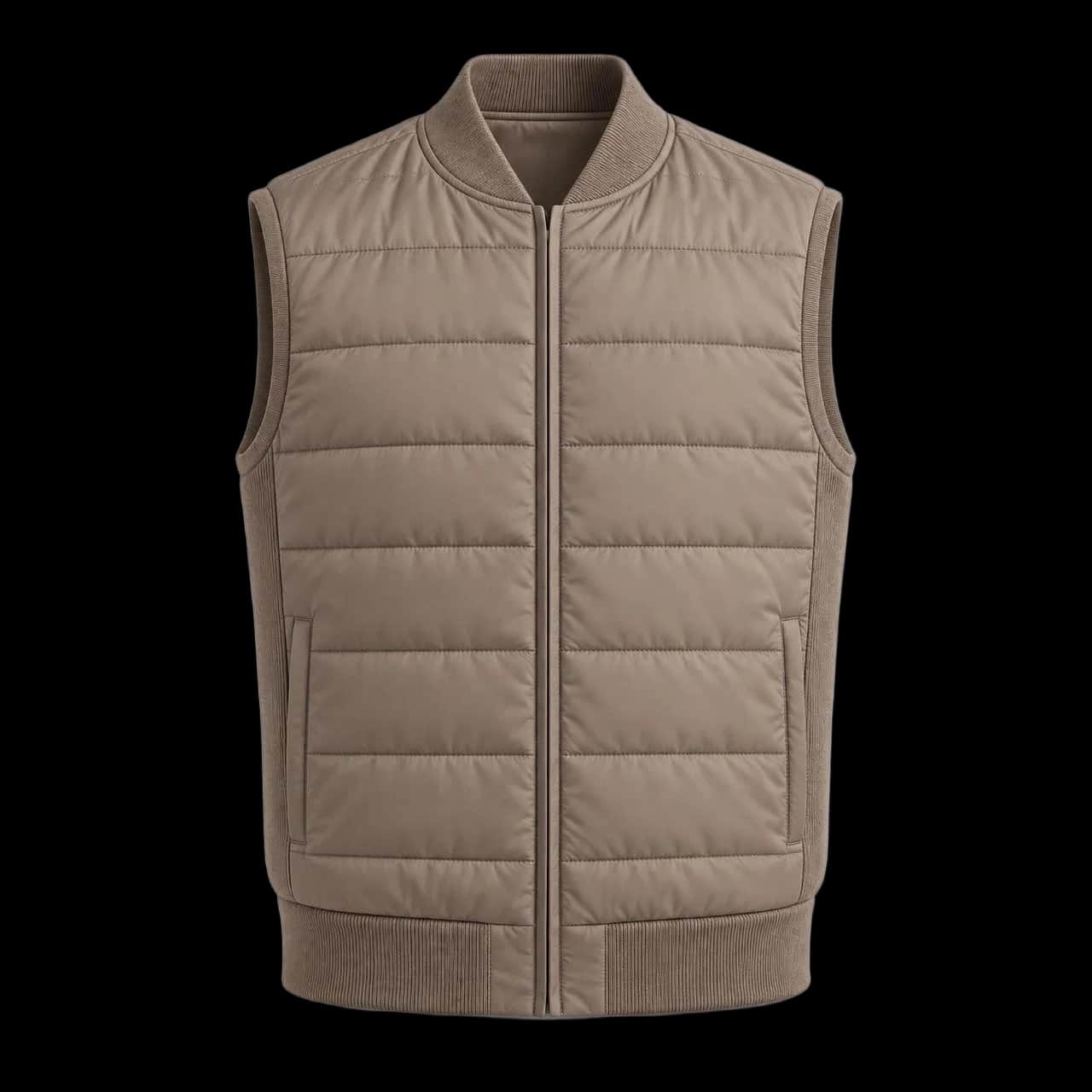 Taupe Quilted Bomber Vest