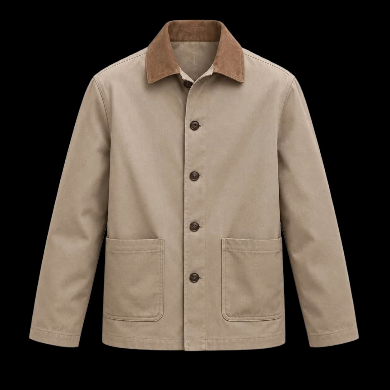Taupe Suede-Collar Chore Jacket