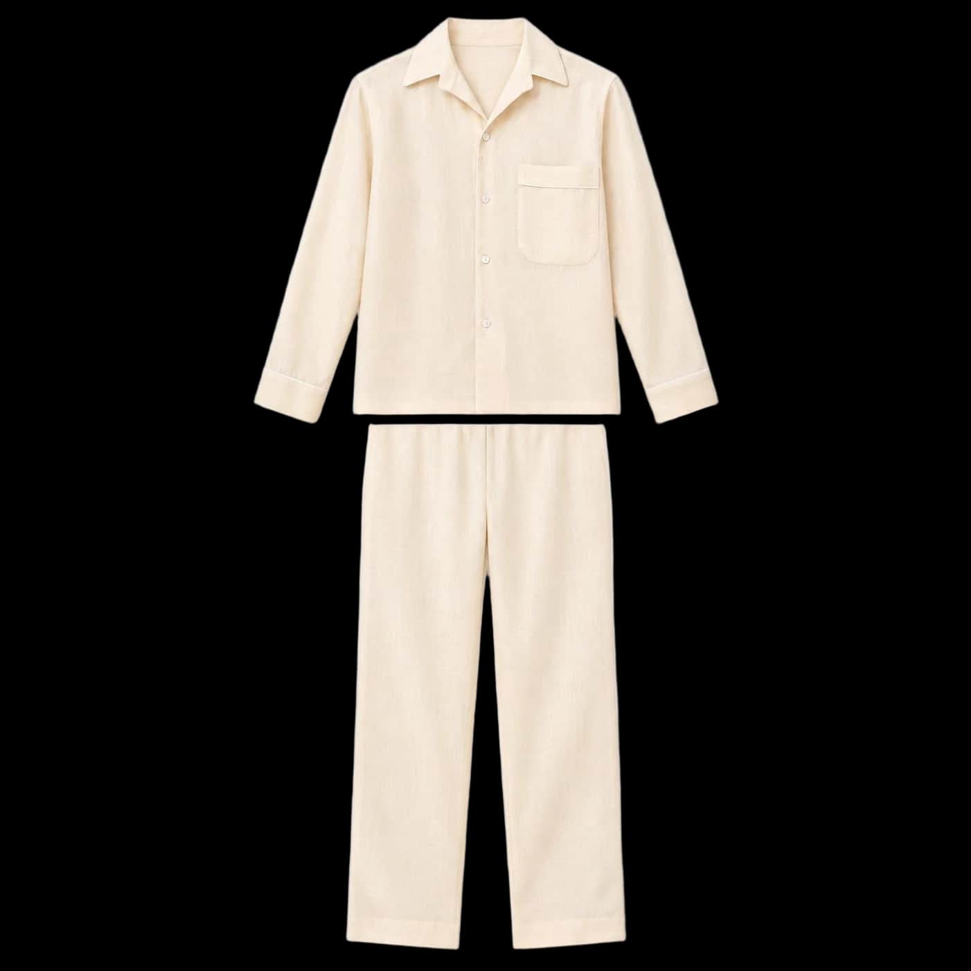 Warm Cream Classic Long Pyjama Set