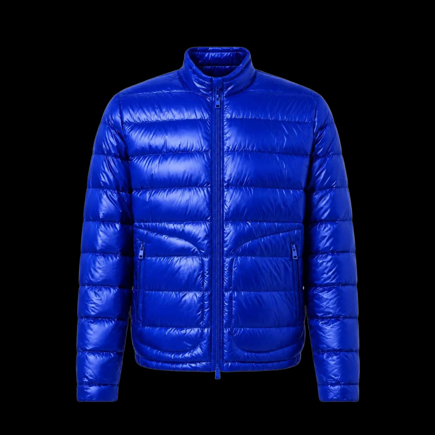 Yves Klein Blue Glossy Short Puffer
