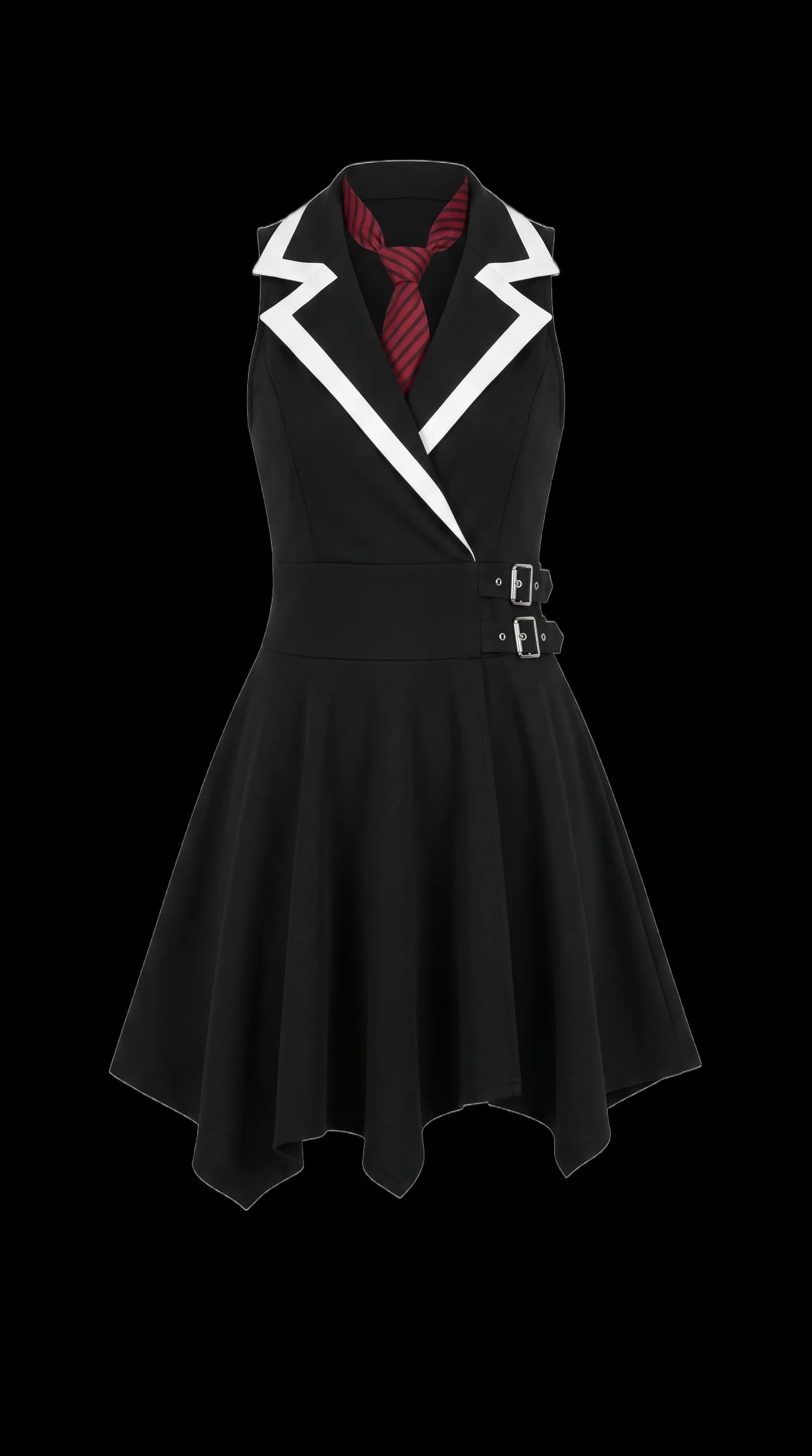 Asymmetrical Gothic Punk Mini Dress
